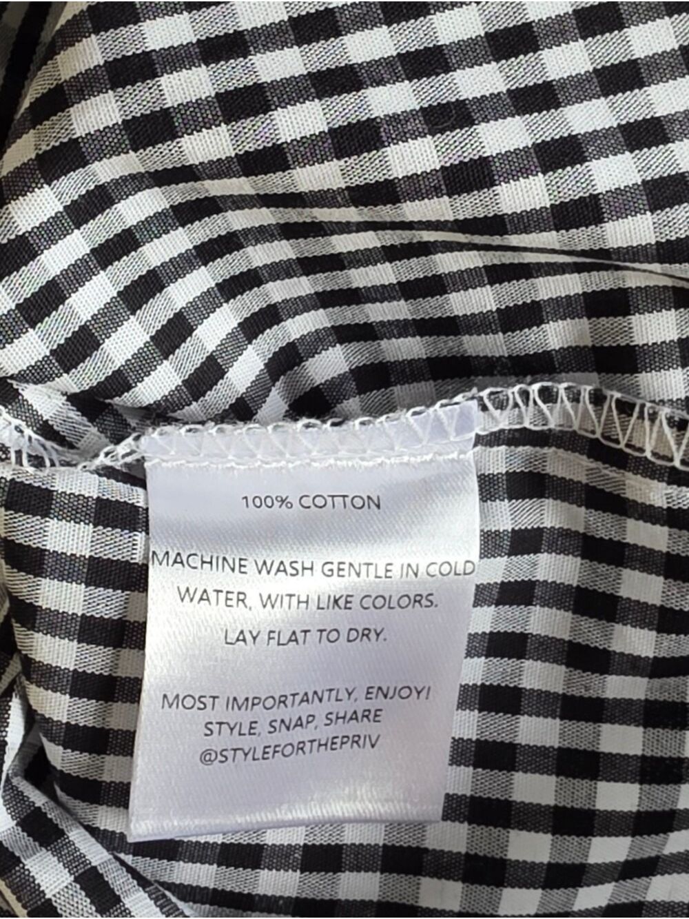 PRIV Black Gingham 2-Piece Top & Shorts Set Small Pockets Designed In Canada - Picture 13 of 15